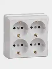 Розетка IEK Октава РС24-3-ОБ, белая, 4ОП, с/з, б/шт, 16А, IP20, в сборе