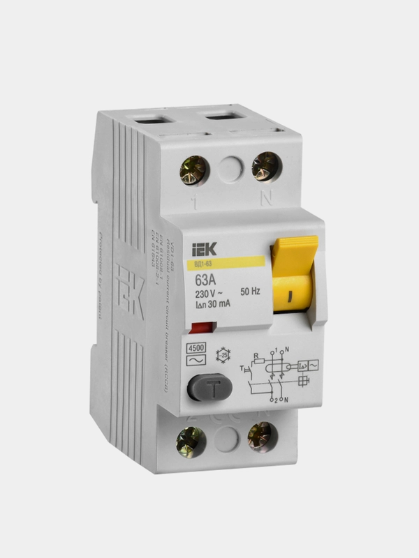 УЗО IEK ВД1-63, 2П, 63А, 30мА, АС