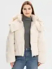 Молочный оверсайз пуховик женский LaFemme