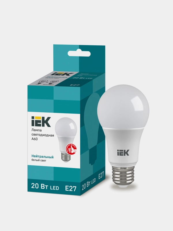 Лампа светодиодная шар IEK, 20Вт, Е27, 4000К, A60, ECO