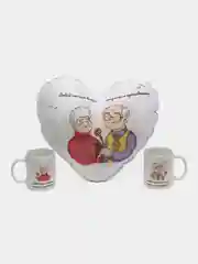 Подарочный набор "Люблю" для влюбленных: парные кружки и подушка сердце
