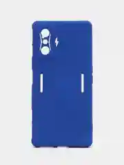 Синий чехол для Xiaomi Poco F4 GT, Poco F4 5G с защитой камеры и текстильной подложкой внутри