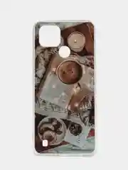 Бежевый силиконовый чехол Realme C21, с рисунком