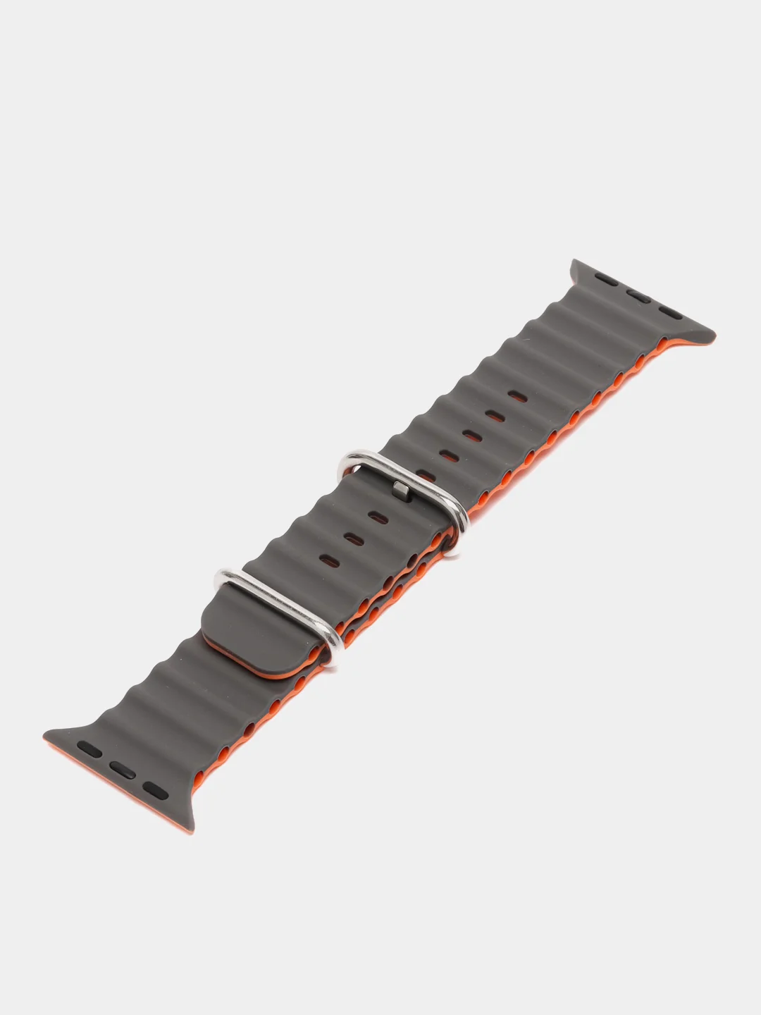 Тёмно-серый силиконовый ремешок для Apple Watch 38-49 мм, Ocean band, двухцветный