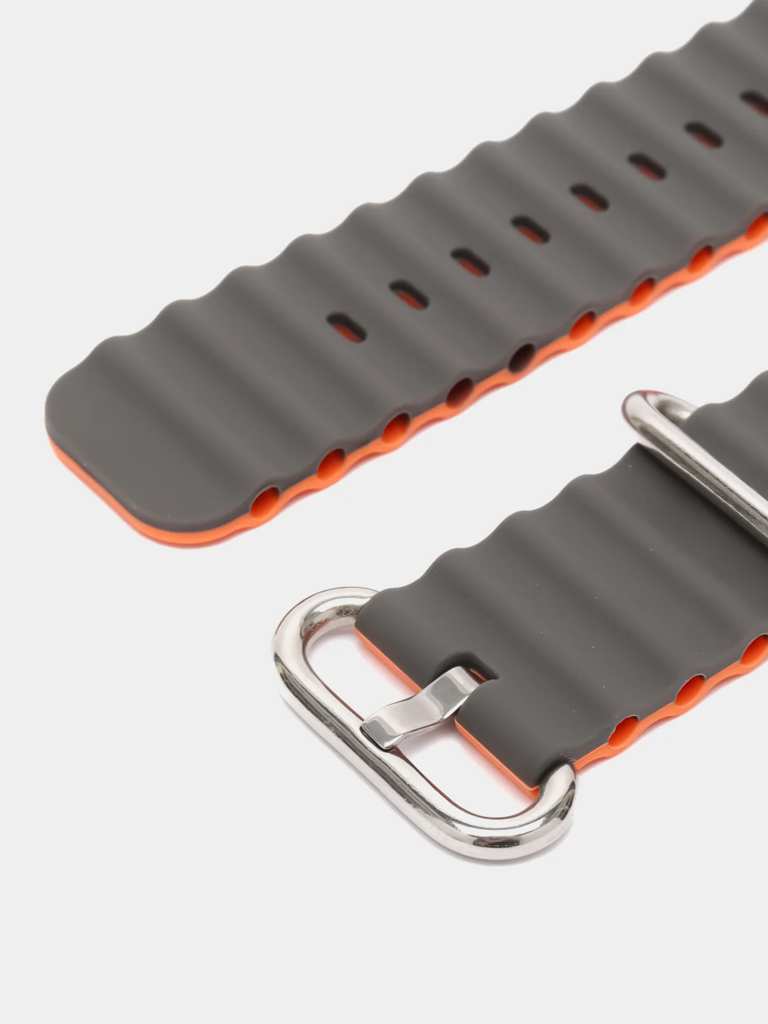 Тёмно-серый силиконовый ремешок для Apple Watch 38-49 мм, Ocean band, двухцветный
