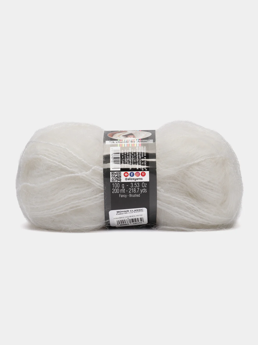 Белый пряжа Alize Mohair Classic new, Ализе Мохер Классик