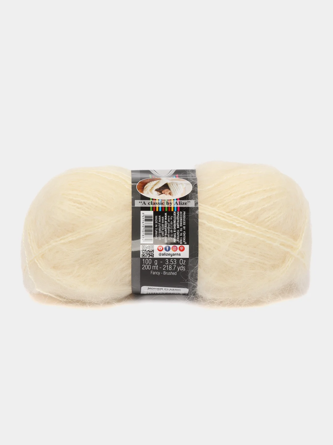 Кремовый пряжа Alize Mohair Classic new, Ализе Мохер Классик
