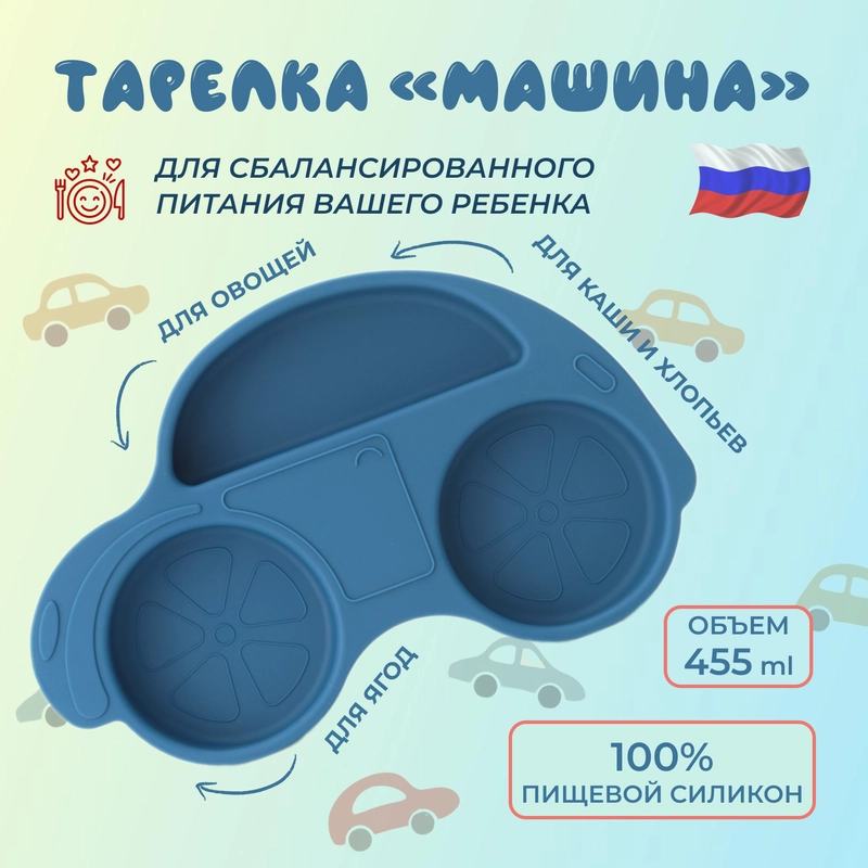 Детская тарелка для кормления Silihome, силиконовая, нескользящая, тарелочка с секциями