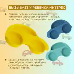 Детская тарелка для кормления Silihome, силиконовая, нескользящая, тарелочка с секциями