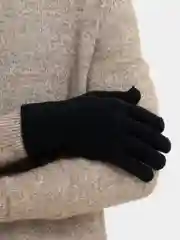 Черный мужские тёплые перчатки, зимние утепленные (двойные)