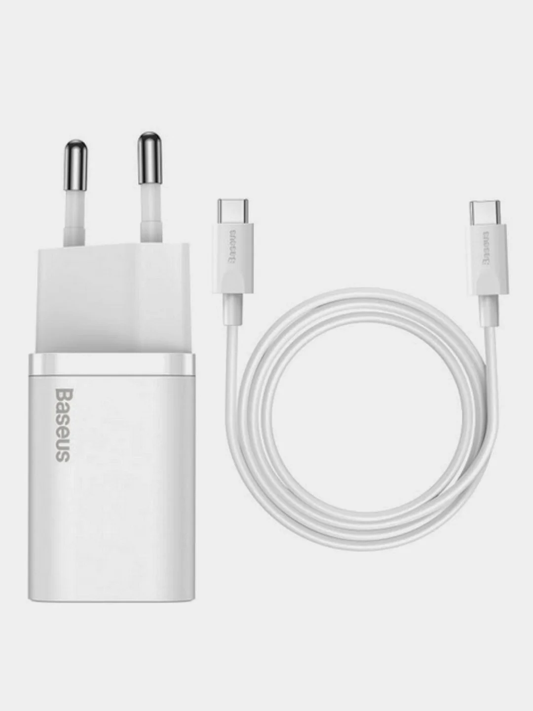 Белый сетевое зарядное устройство с кабелем Baseus Super Si Quick Charger, 25W