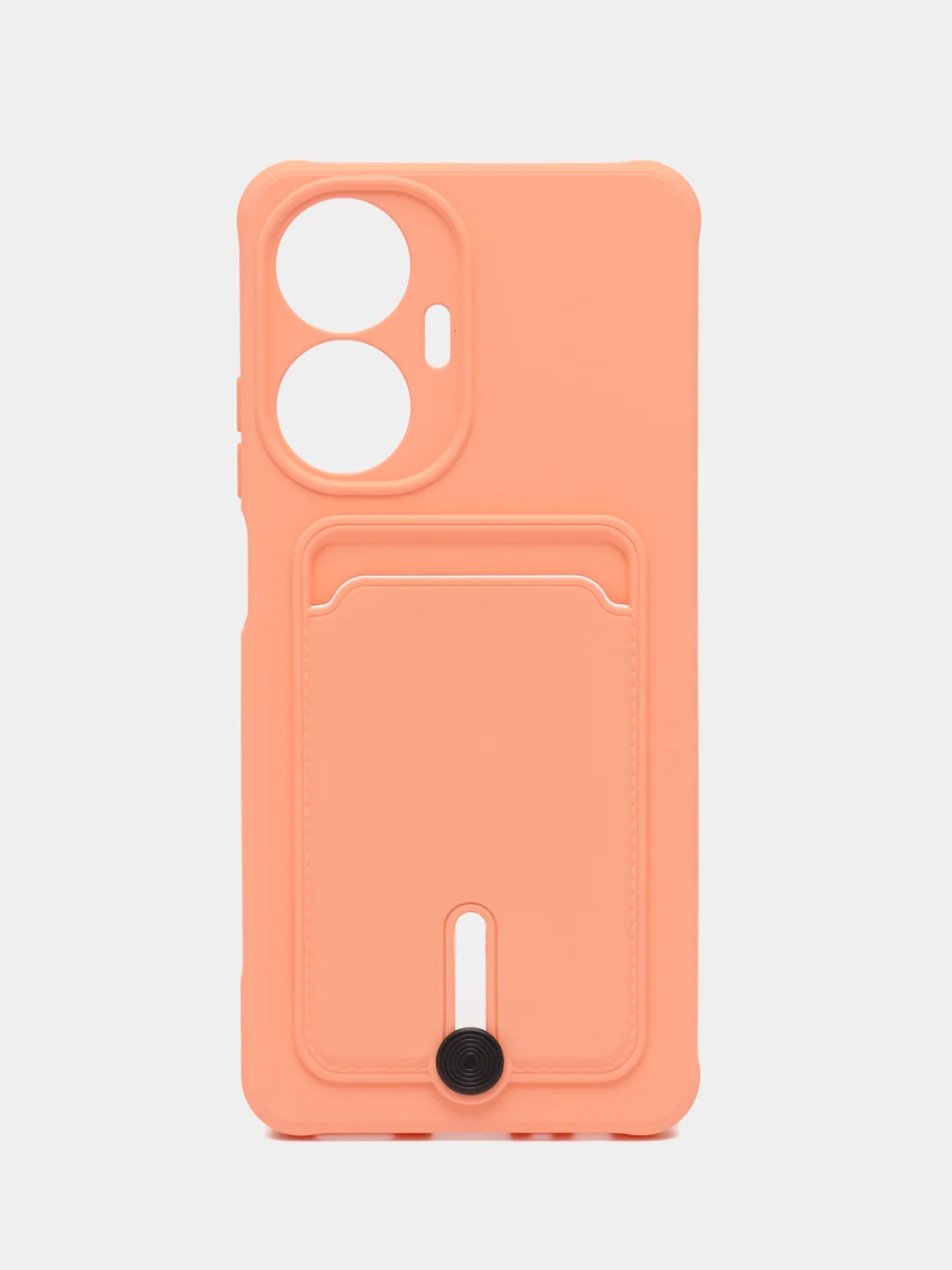 Пастельно-коралловый силиконовый чехол для Realme C55 (Реалми С55), с карманом для карт, прозрачный