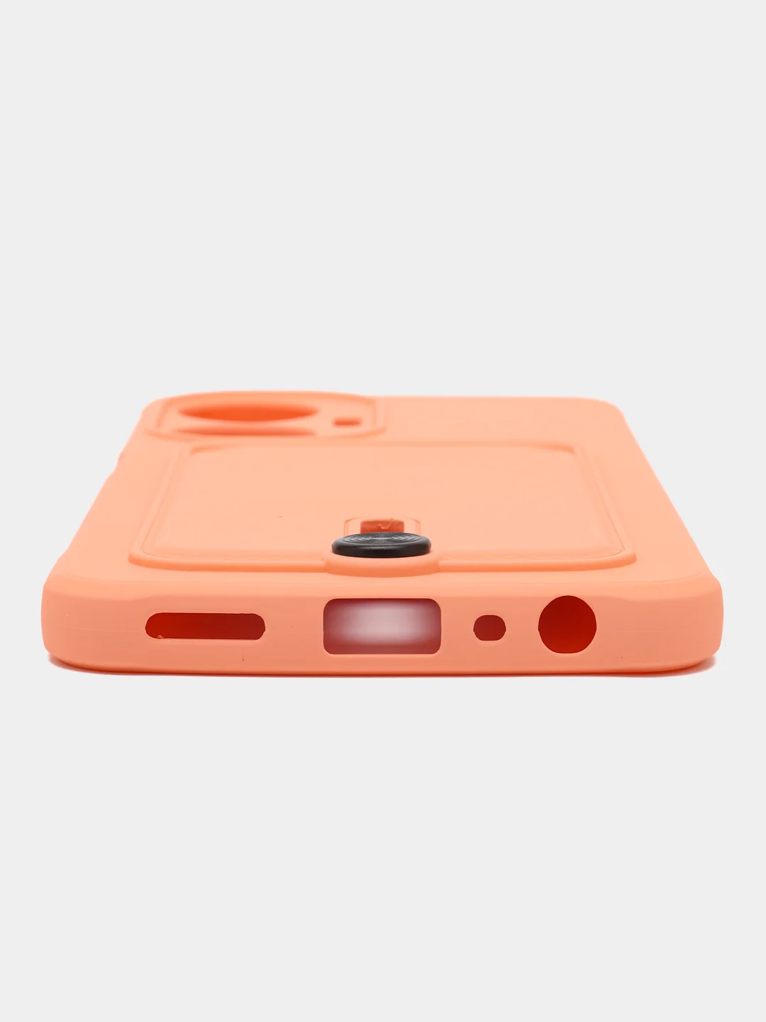 Пастельно-коралловый силиконовый чехол для Realme C55 (Реалми С55), с карманом для карт, прозрачный