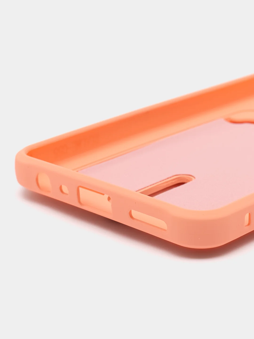 Пастельно-коралловый силиконовый чехол для Realme C55 (Реалми С55), с карманом для карт, прозрачный