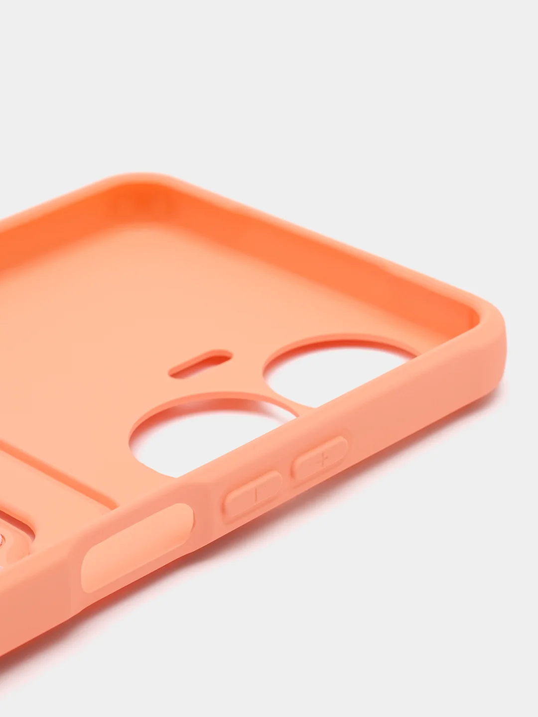 Пастельно-коралловый силиконовый чехол для Realme C55 (Реалми С55), с карманом для карт, прозрачный