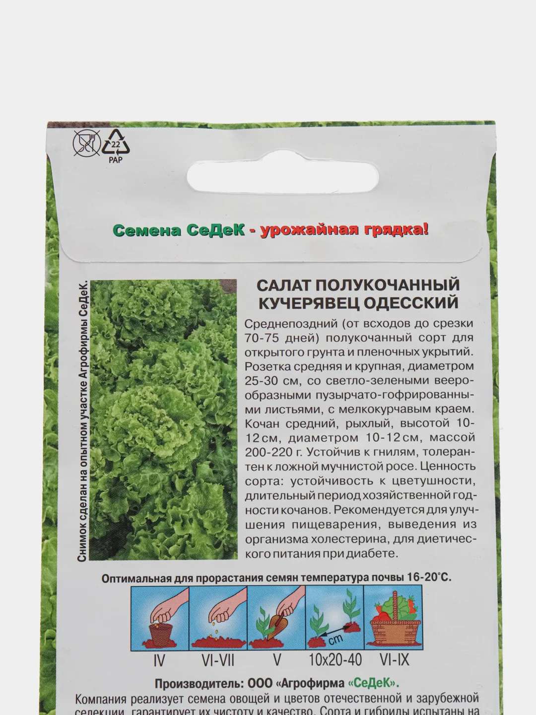 Салат полукочанный Кучерявец Одесский, 0,5 г, СеДеК