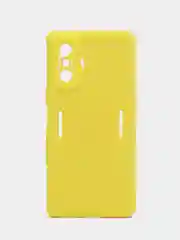 Желтый чехол для Xiaomi Poco F4 GT, Poco F4 5G с защитой камеры и текстильной подложкой внутри
