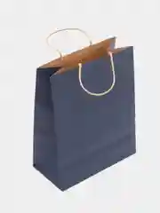 Индиго подарочный крафт-пакет, с плетеными ручками, однотонный