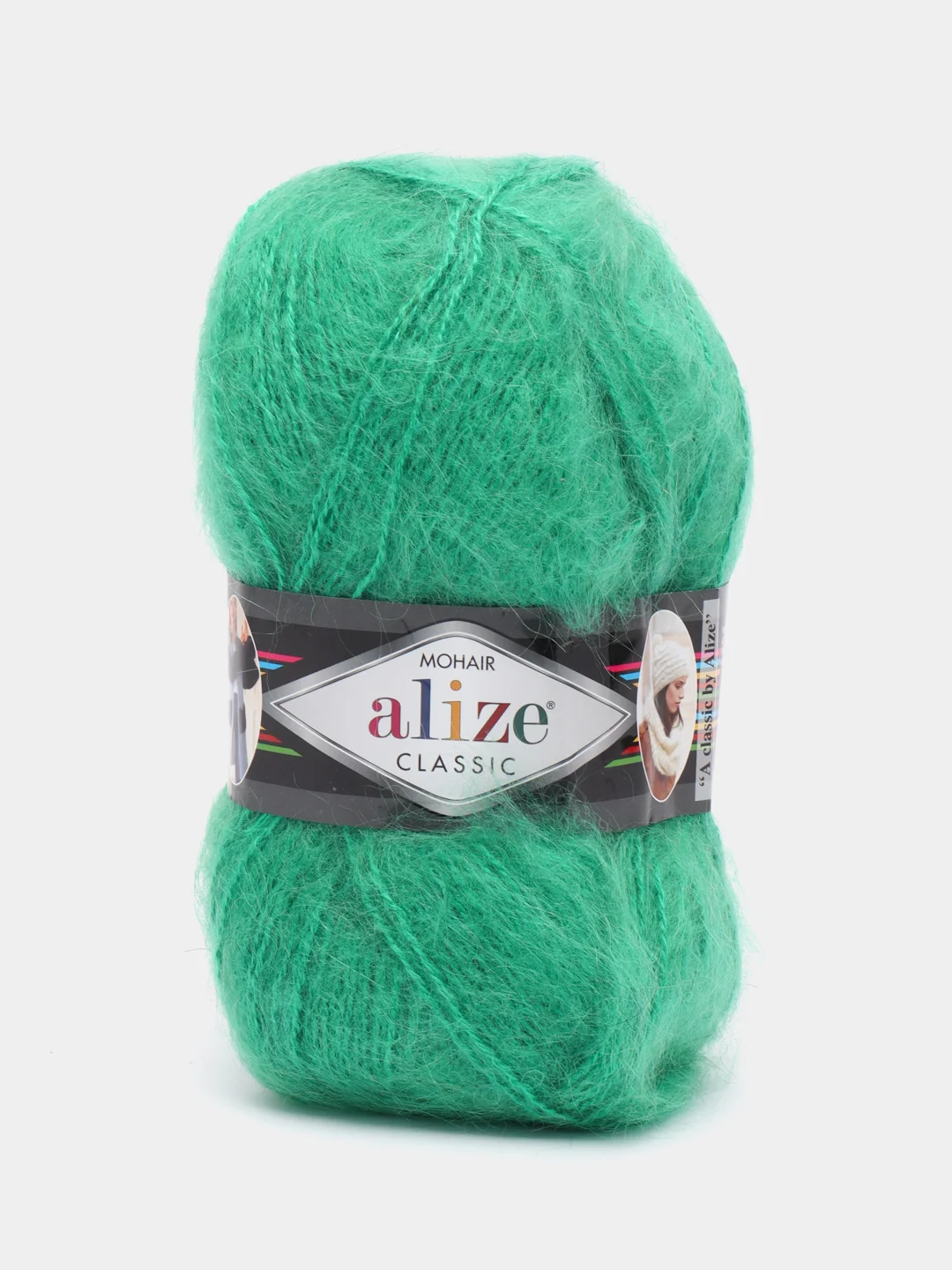 Зеленый пряжа Alize Mohair Classic new, Ализе Мохер Классик