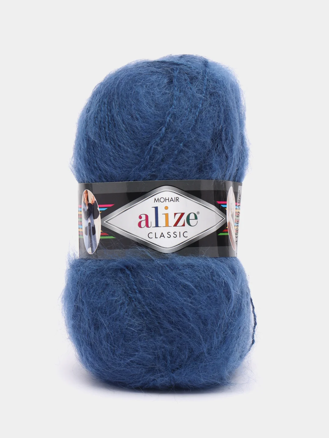 Синий пряжа Alize Mohair Classic new, Ализе Мохер Классик