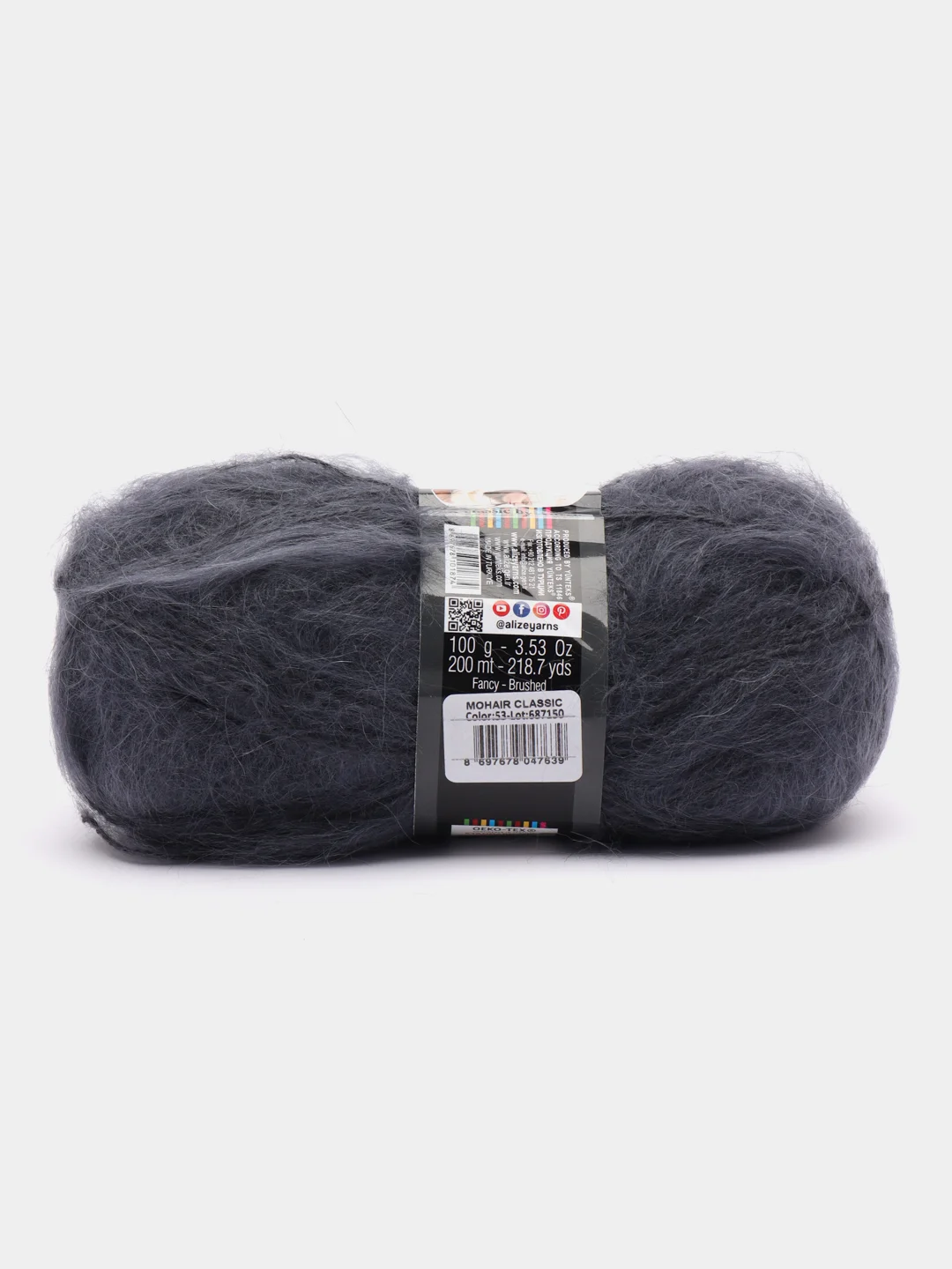 Угольный пряжа Alize Mohair Classic new, Ализе Мохер Классик