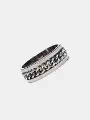 Серебряный кольцо-антистресс с вращающейся цепочкой, из стали, унисекс