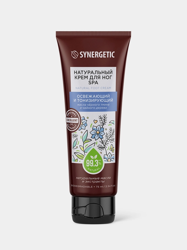 Крем для ног SYNERGETIC SPA Освежающий и тонизирующий, 75 мл