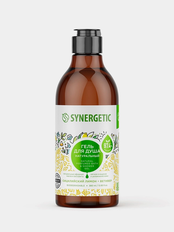 Гель для душа SYNERGETIC Сицилийский лимон и ветивер, 380 мл