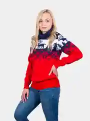 Алый свитер унисекс, вязаный