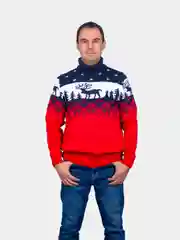 Алый свитер унисекс, вязаный