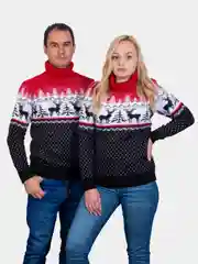 Вишнёвый свитер унисекс, вязаный