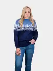 Синий меланж свитер унисекс, вязаный
