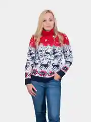 Красный свитер унисекс, вязаный