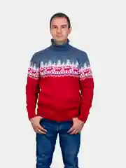 Синий свитер унисекс, вязаный