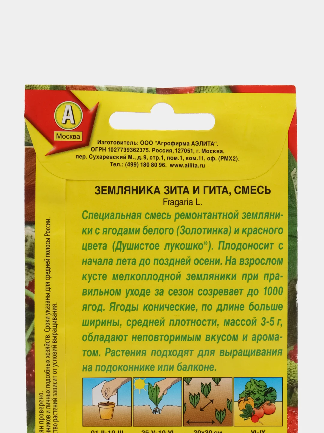 Земляника ремонтантная "Зита и Гита", 0,04 г, Аэлита