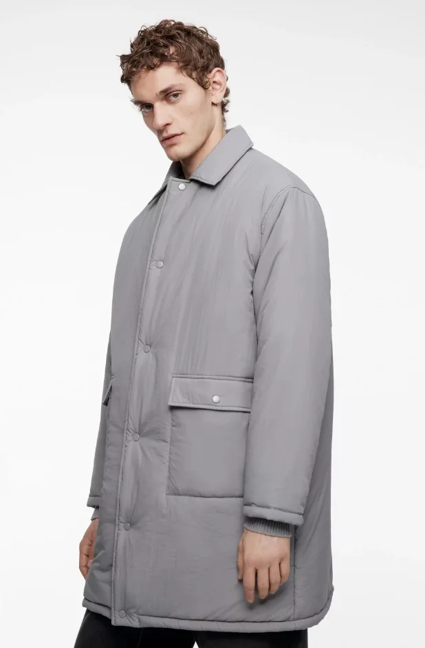 Серый куртка мужская Befree удлиненная oversize