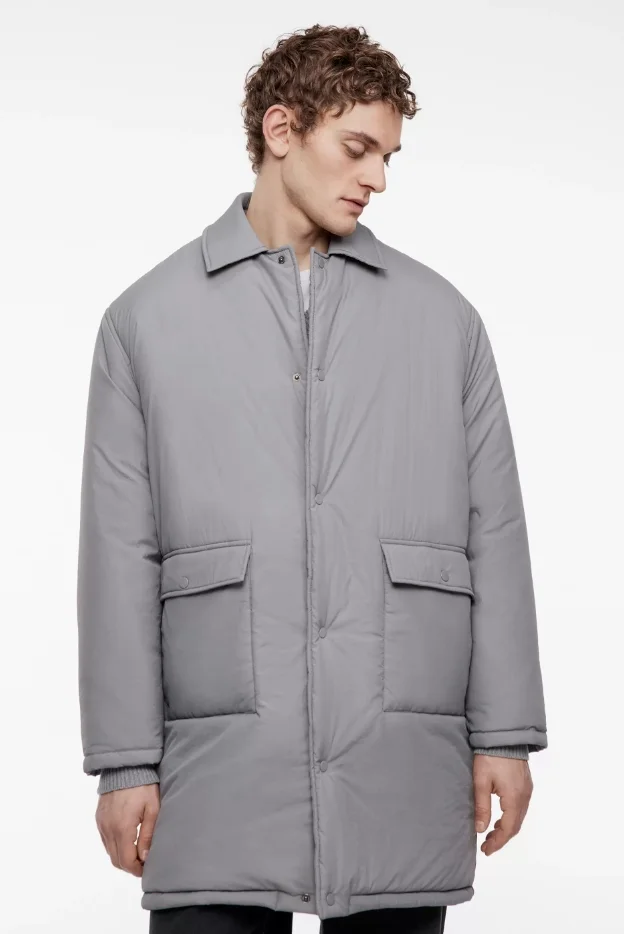 Серый куртка мужская Befree удлиненная oversize