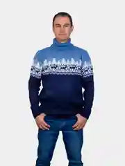 Темно-синий свитер унисекс, вязаный