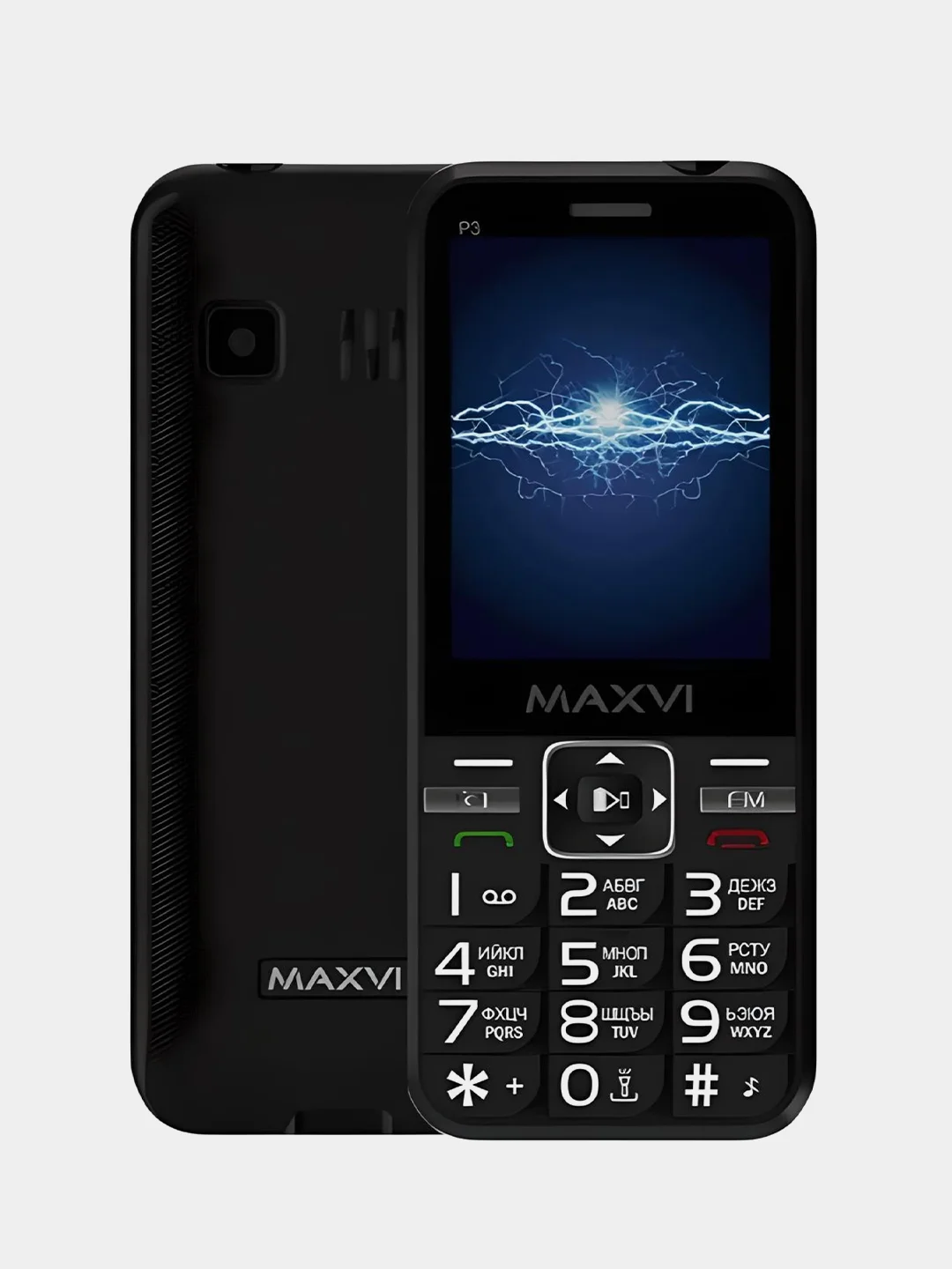Черный мобильный телефон Maxvi P3, С КАМЕРОЙ, ФУНКЦИЯ POWER BANK, АККУМУЛЯТОР 2700мАч