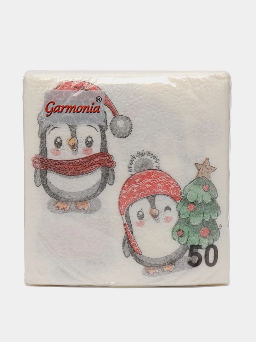 Кремовый салфетки бумажные новогодние, 50шт
