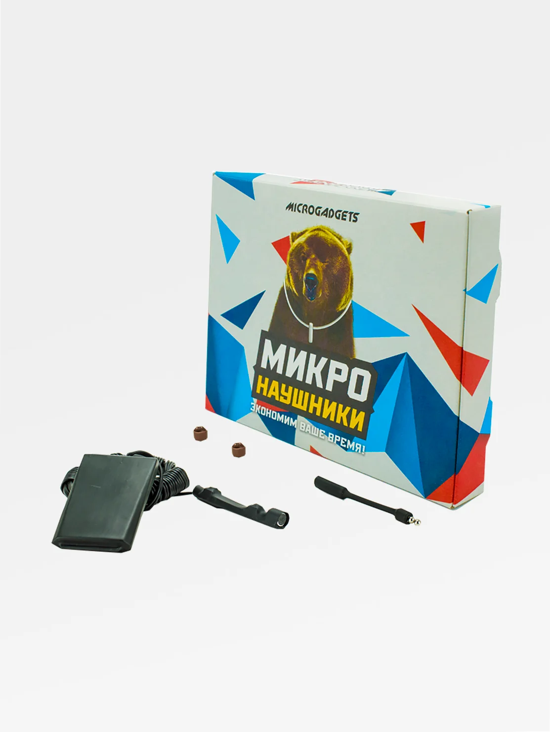 Белый микронаушник магнитный Microgadgets Bluetooth Pro на аккумуляторе, с кнопкой-пищалкой