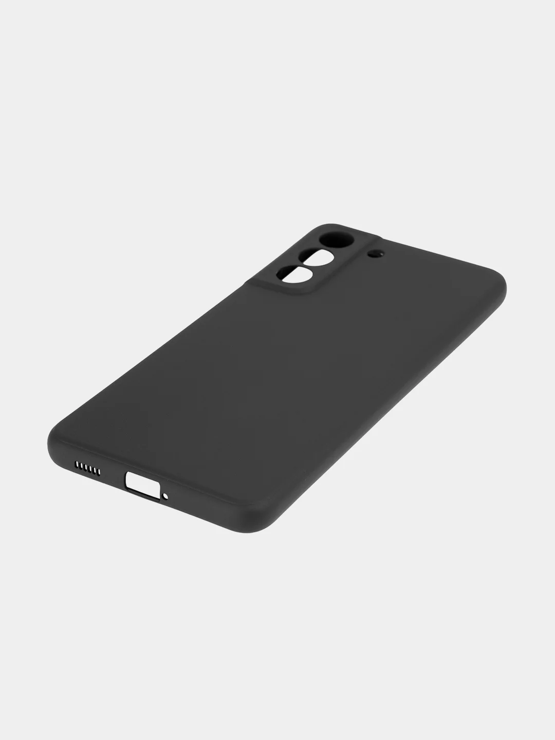 Черный чехол для Samsung Galaxy S21 FE силиконовый  BROSCORP матовый / прозрачный с защитой камер