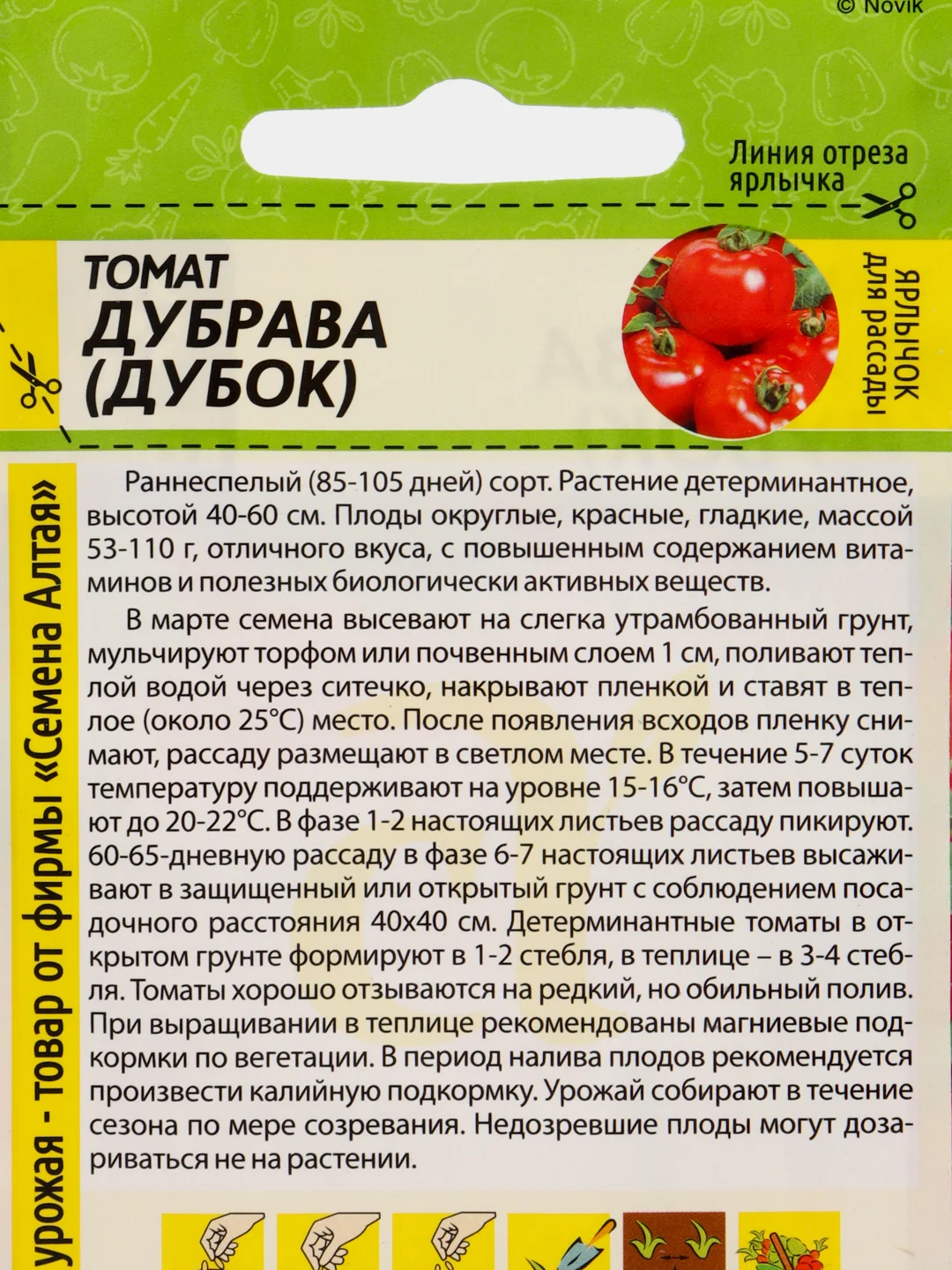 Томат "Дубок" 0,1 г, Семена Алтая