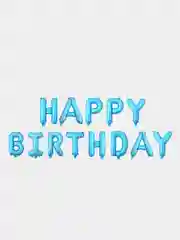 Голубой гирлянда-растяжка из воздушных шаров "С днем рождения" / "Happy Birthday", на праздник