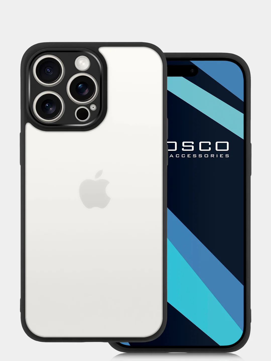 Белый чехол для iPhone 15 / 15 Plus / 15 Pro / 15 Pro Max пластик с силиконовой окантовкой, ROSCO