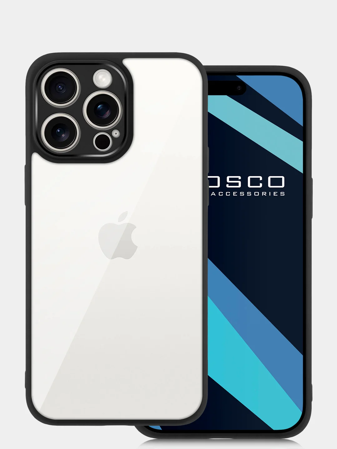 Белый чехол для iPhone 15 / 15 Plus / 15 Pro / 15 Pro Max пластик с силиконовой окантовкой, ROSCO