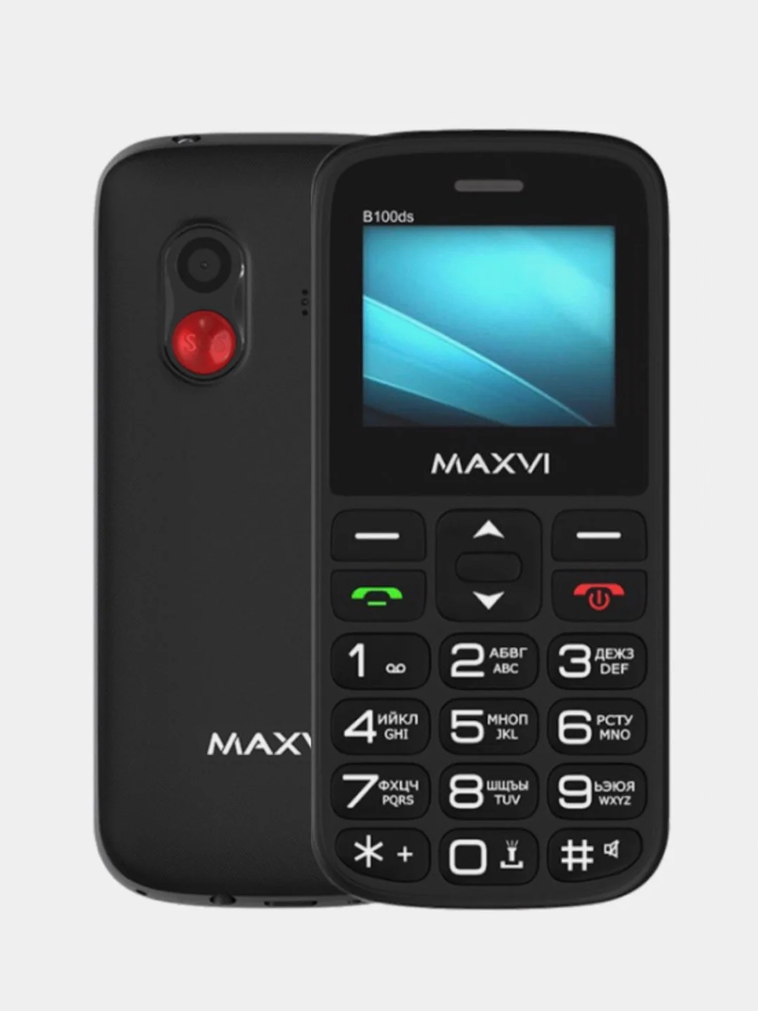 Черный мобильный телефон Maxvi B100ds большие кнопки