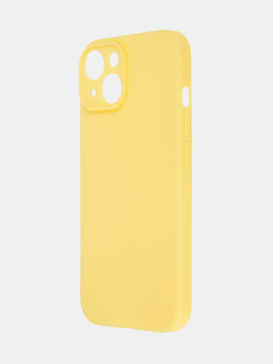 Желтый чехол для iPhone 15 силиконовый BROSCORP матовый/ прозрачный тонкий c защитой камер бортик