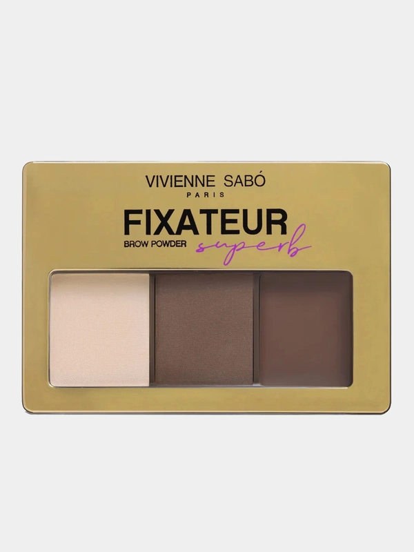 Набор для бровей Vivienne Sabo Fixateur Superb, тени, цветной воск и хайлайтер, тон 02