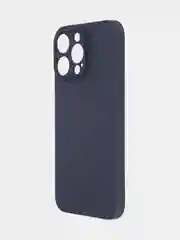 Темно-синий чехол для iPhone 15 Pro Max силиконовый BROSCORP, матовый/ прозрачный, бортик- защита камер